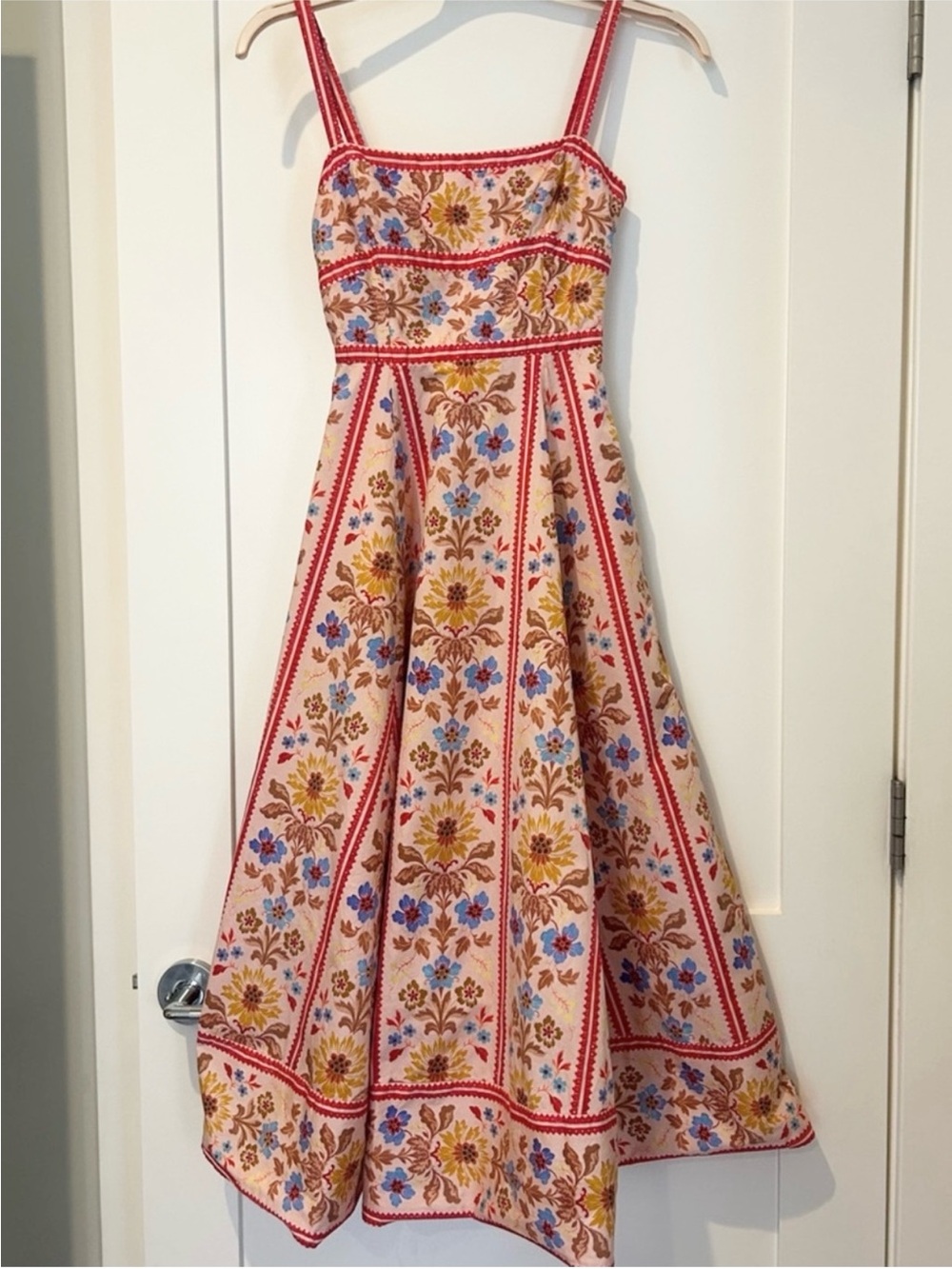 Hill House Margot dress in pink floral block stripe XS - Picture 5 of 13